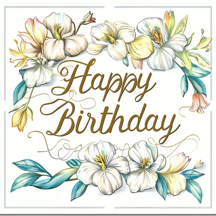 vintage style floral bouquet whimsical design celebration card birthday wishes