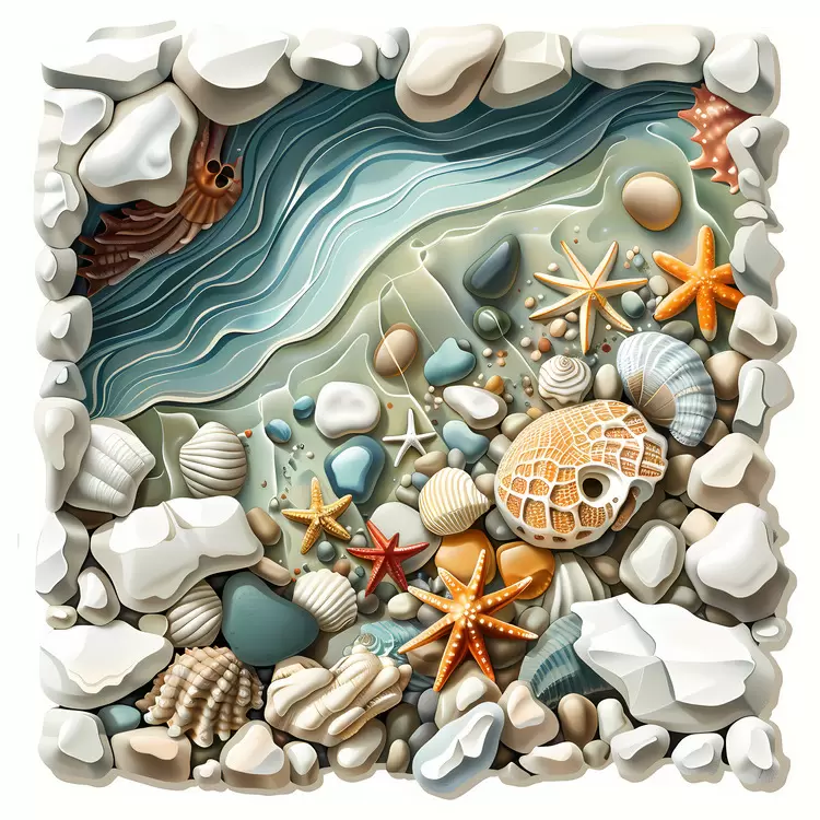 shells sand beach coral sea