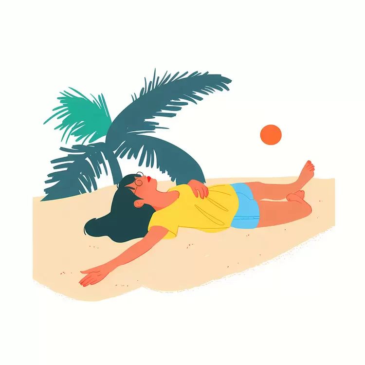 nap girl relaxing summer cartoon