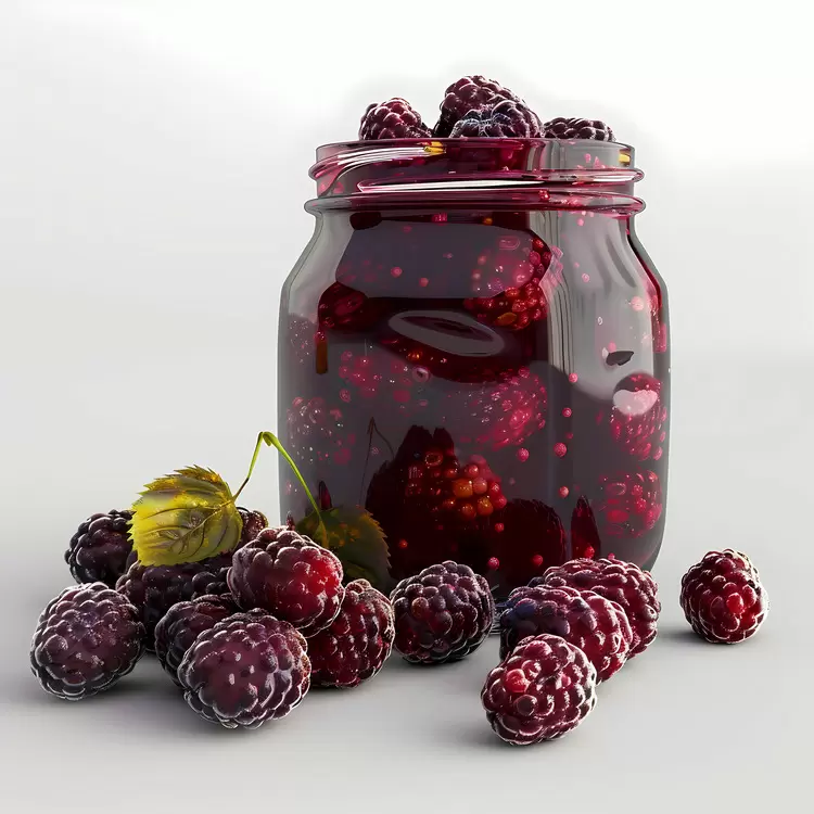 The interior of a jam factory The exterior of a jam factory mulberries Close up of raspberries in the jar Raspberries being sliced open