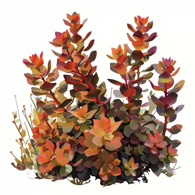 Bushes Plants of various types and colors Succulents Foliage Shrubs