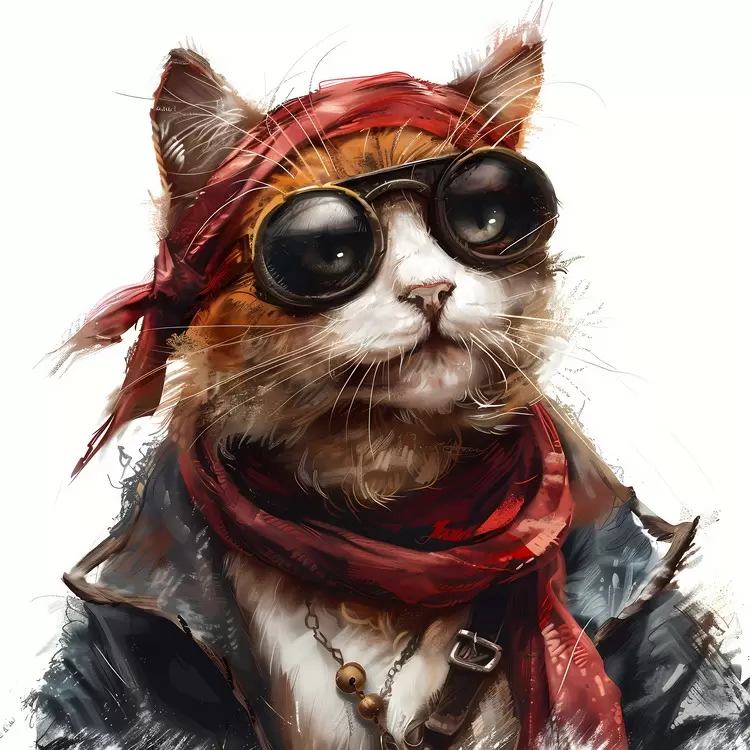 rogue leather jacket pirate look red bandana animal