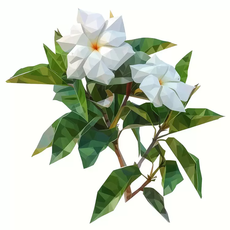 white flowers low poly geometric design jasmine high contrast