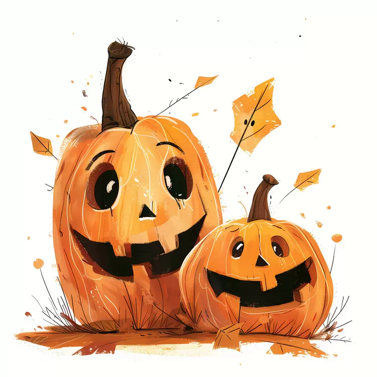 orange spooky laughing watercolor Halloween