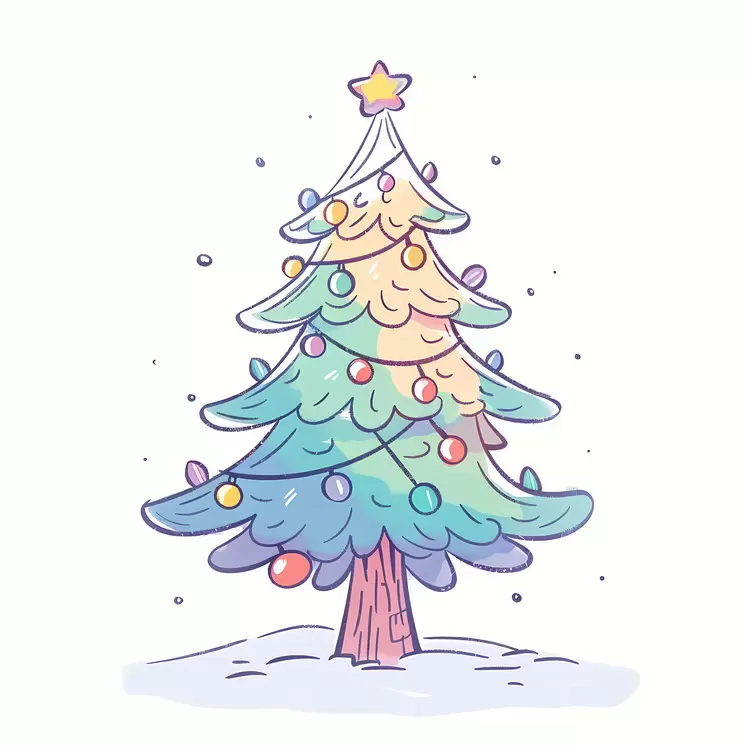 vector hand drawn illustrated festive tree