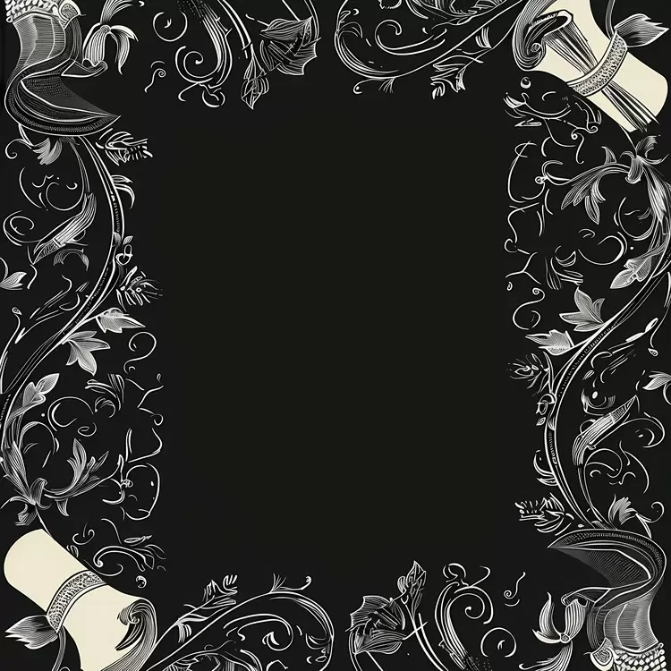 floral elements vintage style ornate design black and white frame Graduation