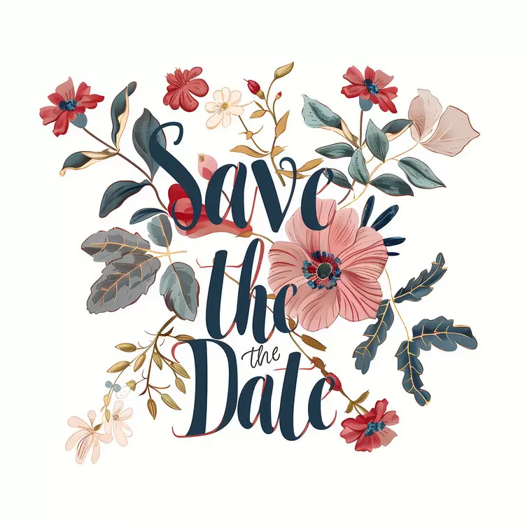 Wedding invitation Save the date card Personalized invitation Floral design