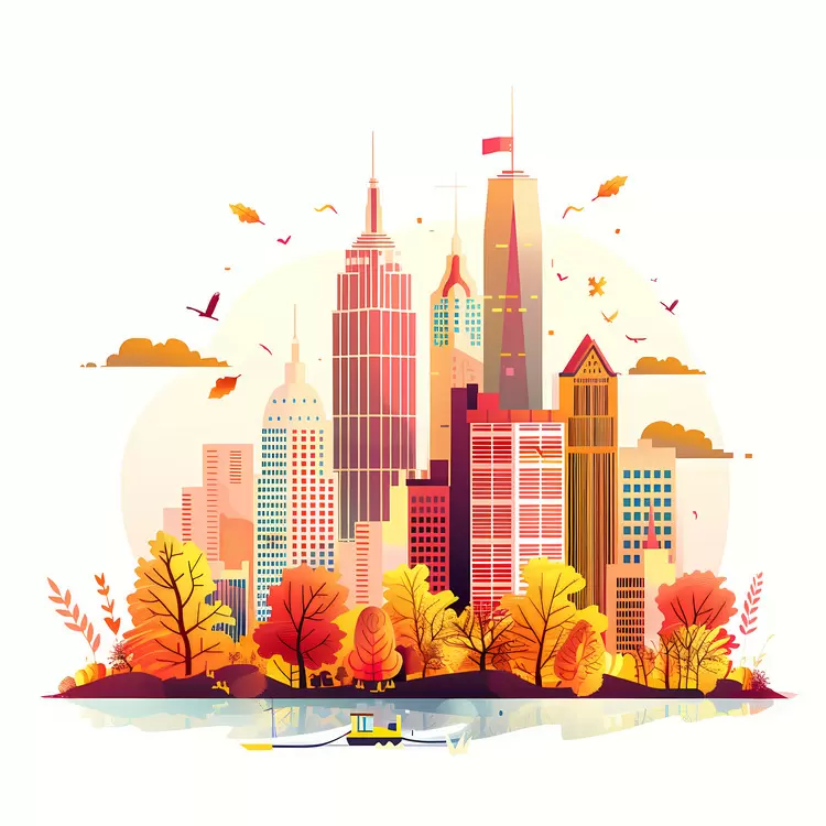 Colors autumn Trees city Skyline