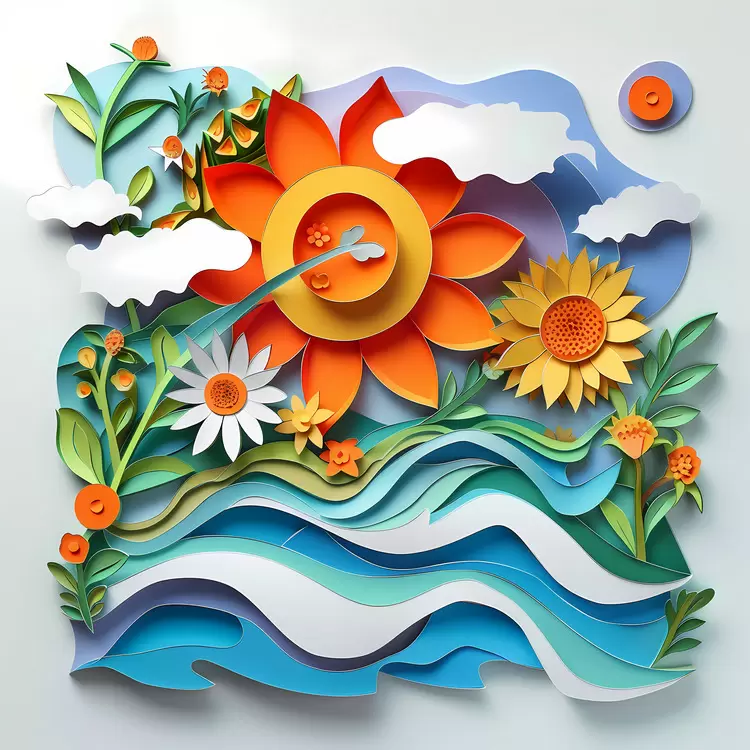 plants lake waves Summer Begins art