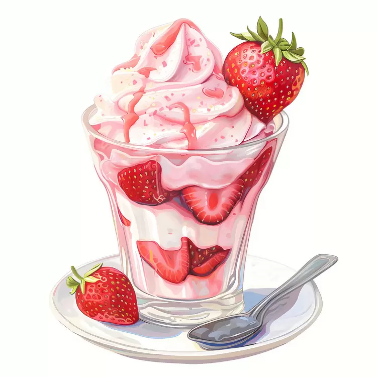 Whipped Cream Fruit Juice Strawberry Milkshake Red Berries Strawberry Sundae