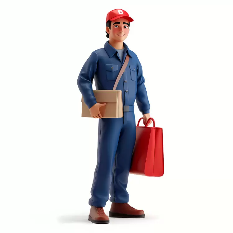 deliveries brown mailman package red