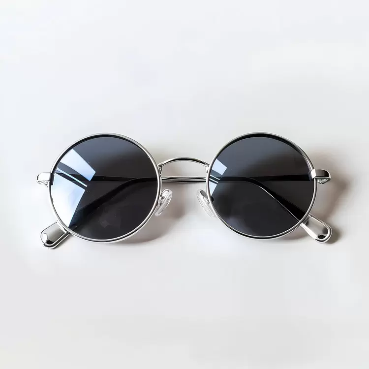 metallic sun glasses sunglasses round black lenses