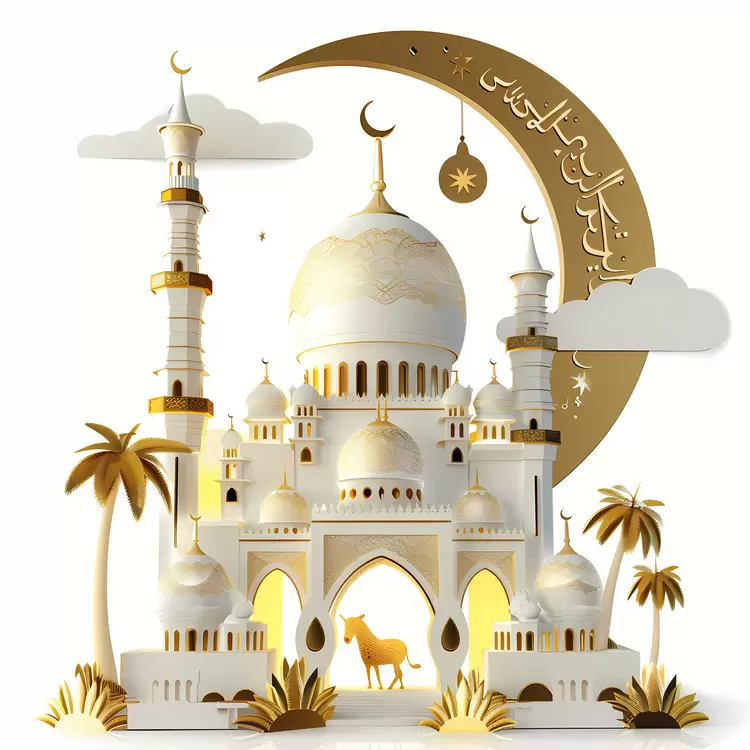 Gold Architecture Arabian Moon Mosque