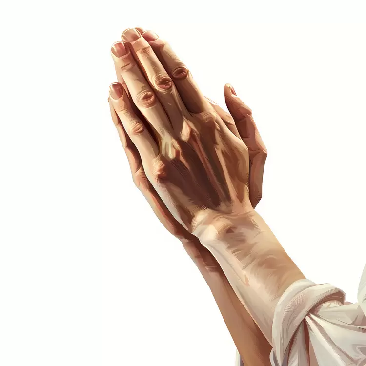 religious figure close up of hands in prayer position male figure raised hands with fingers meditative pose