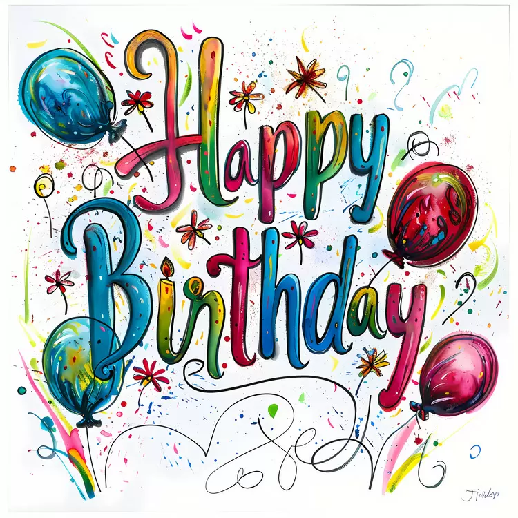 Birthday celebration Colorful artwork Joyful birthday wishes Fun design Artistic birthday greeting
