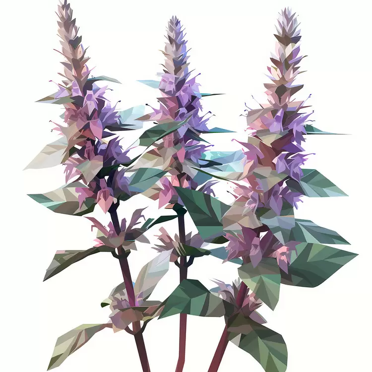 Low poly Purple flowers Simple Pure color