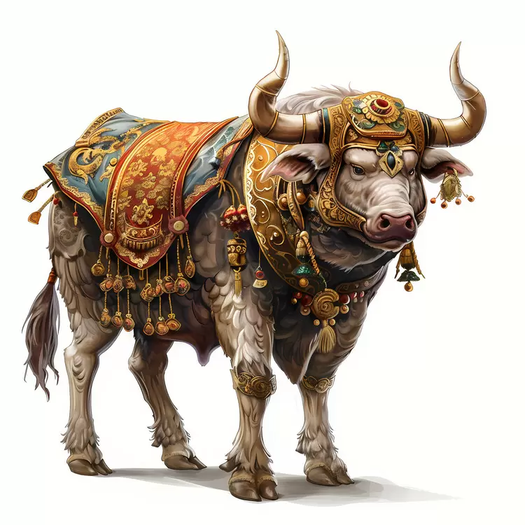 costume cow metal ornate Chinese Zodiacs