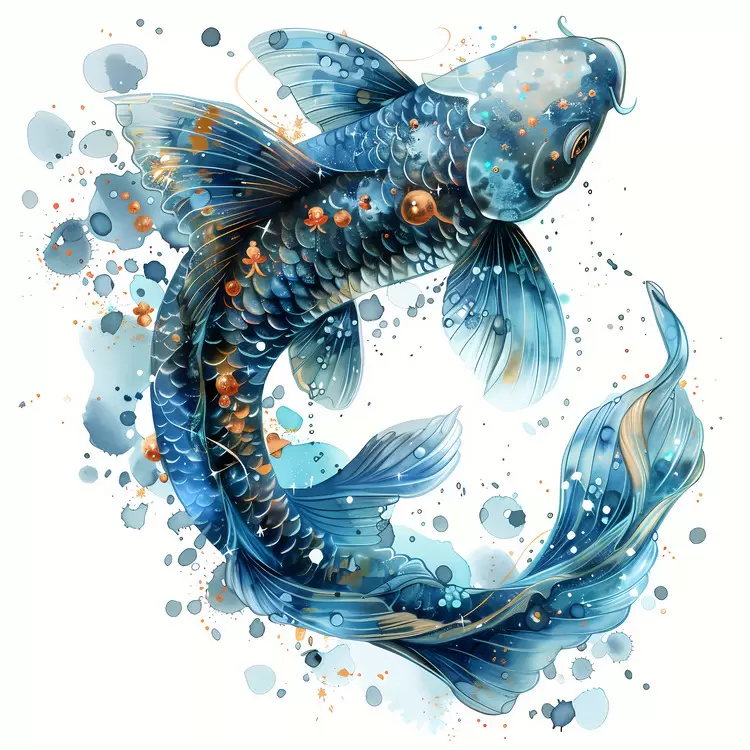 Pisces ry Ink Aquatic Watercolor