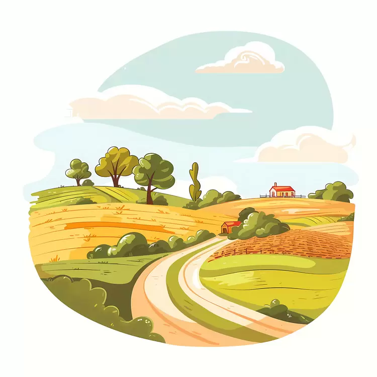 fields farmhouse agriculture rural road farmland