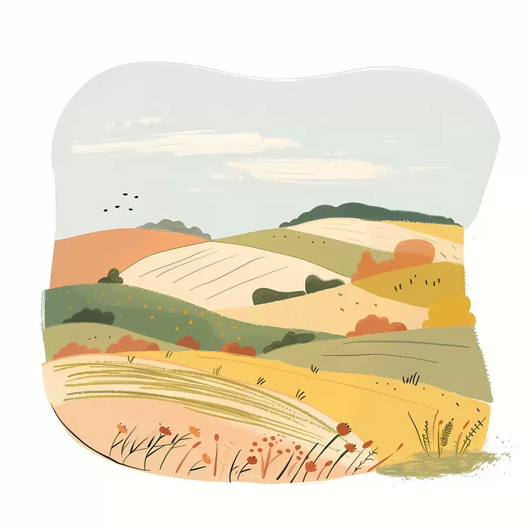 painting rural scenery Countryside fields outdoor scenery fall