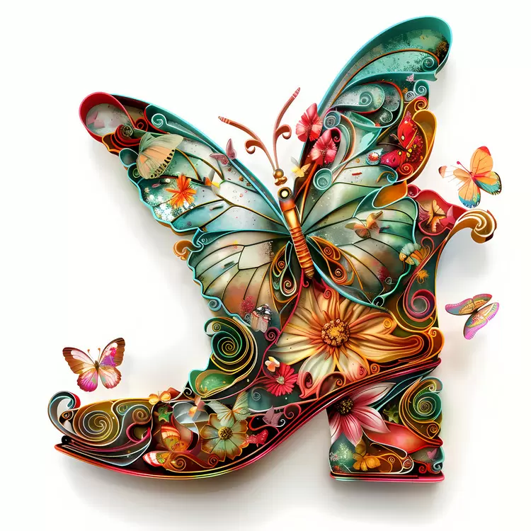 decorative intricate digital art shoe