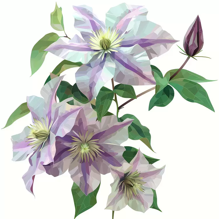 plant life white background clematis delicate blooms lilac
