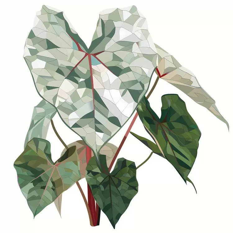stylized monochromatic leaves green plant