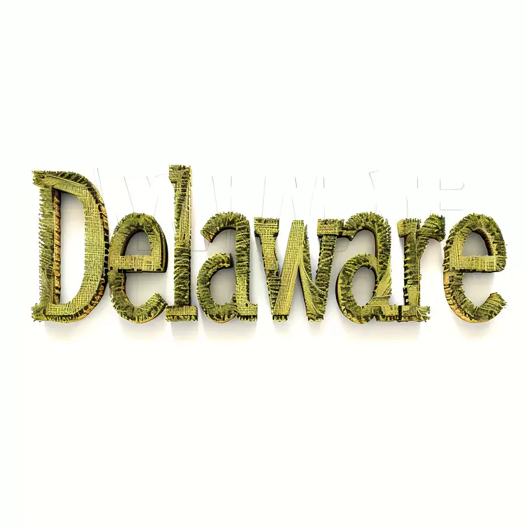 Green letters on white background Sign with words on it Delaware Metal letters