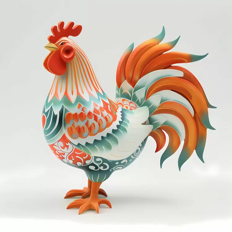 Modern Chinese Zodiacs Orange Geometric Animal