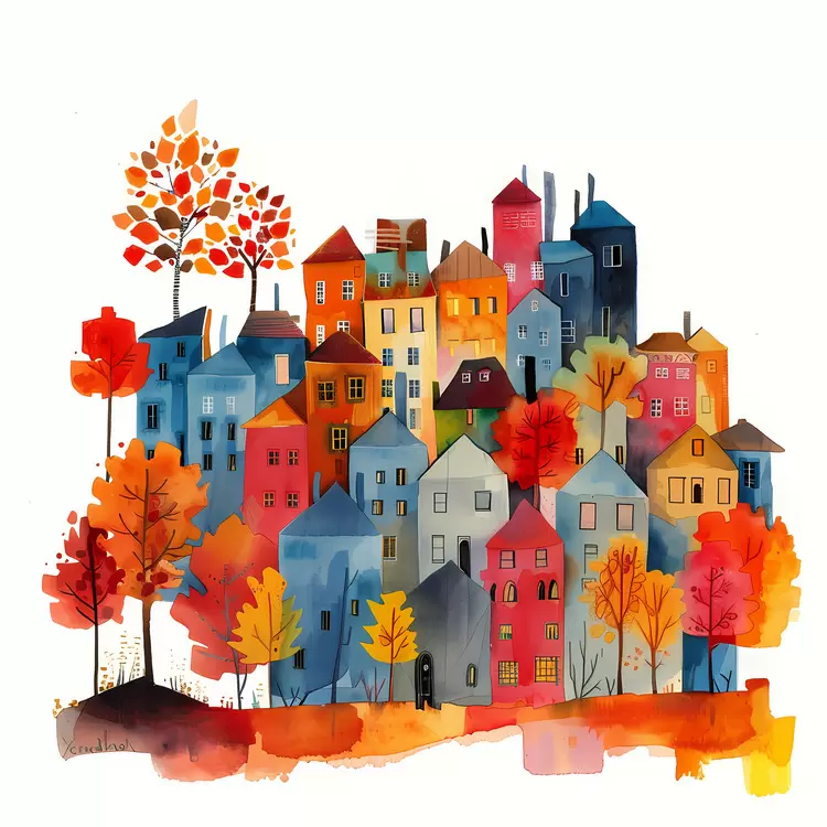 People Landscapes Colorful Abstract city