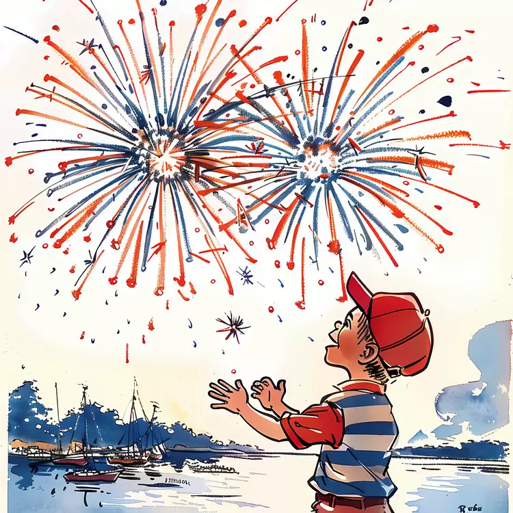 celebrating 4th Of July fireworks joyful