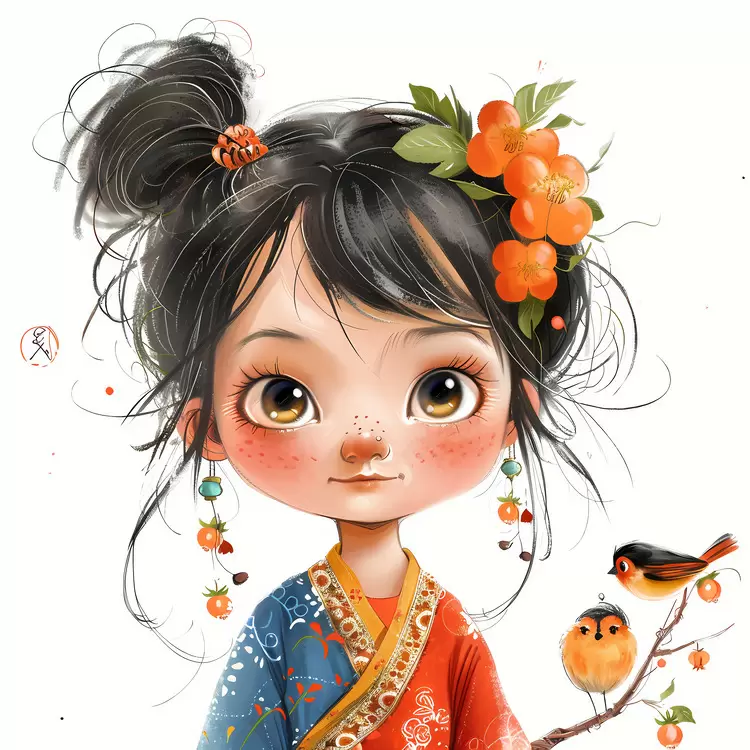 beautiful illustration hair style vibrant hand painted korean style