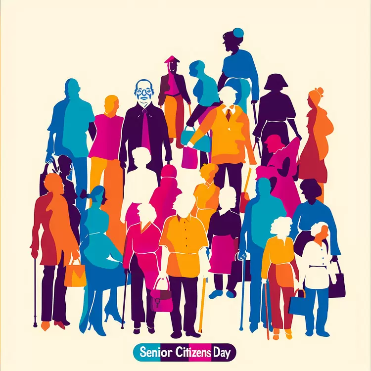 human figures Senior Citizens Day crowd silhouette group