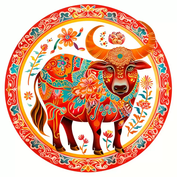 animal vibrant cow symbolic decorative
