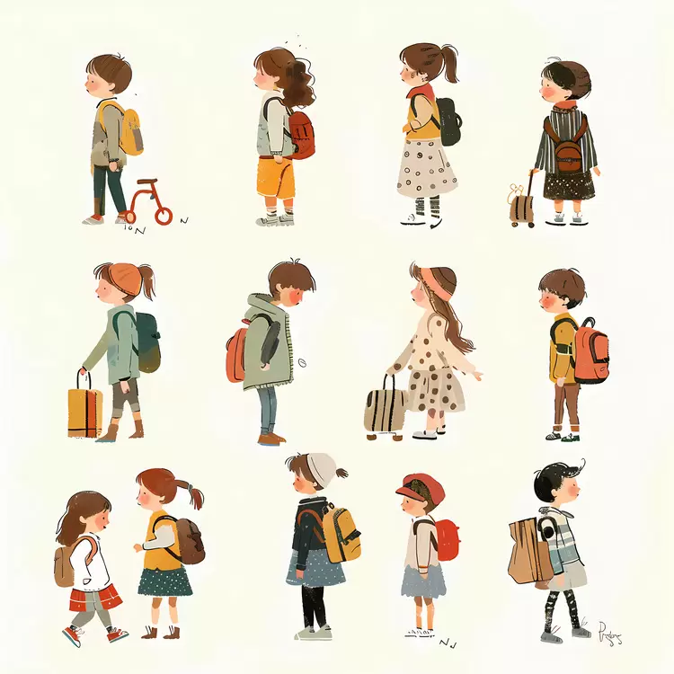 adolescent girl white backpack kids