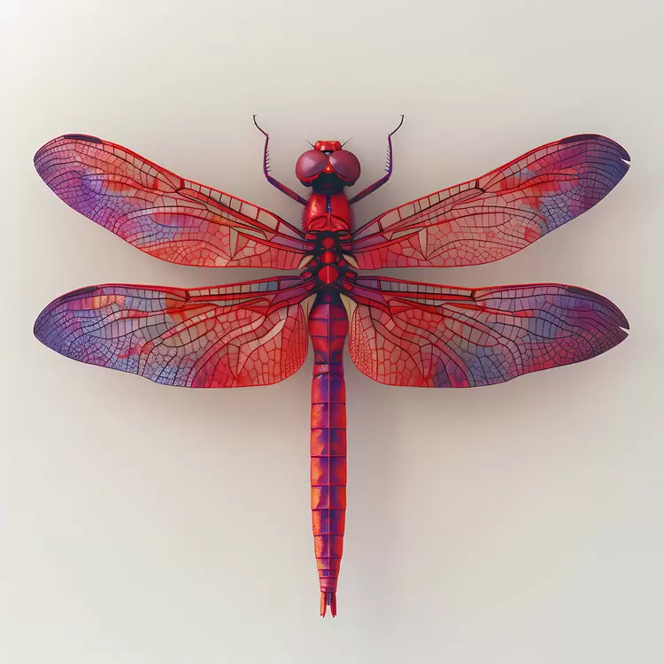 Red dragonfly Mythical creature Winged creature Translucent Delicate appearance