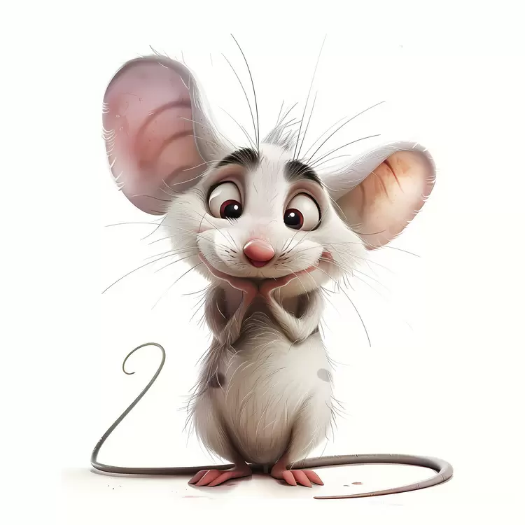 white smiling cute mouse animated