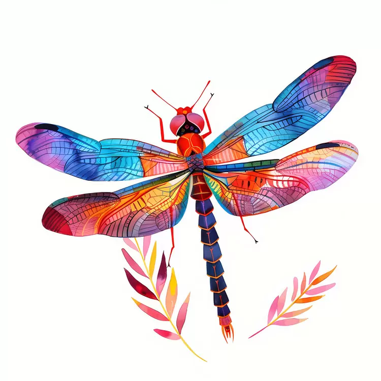 Floral Dragonfly Nature Colorful Artistic