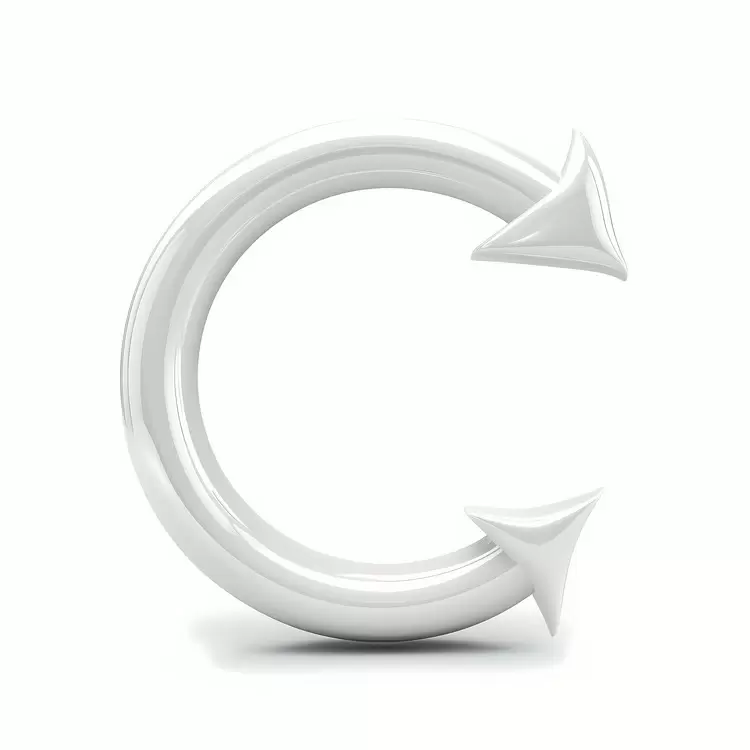 C letter in white Recursive White letter C Alphabets arrow