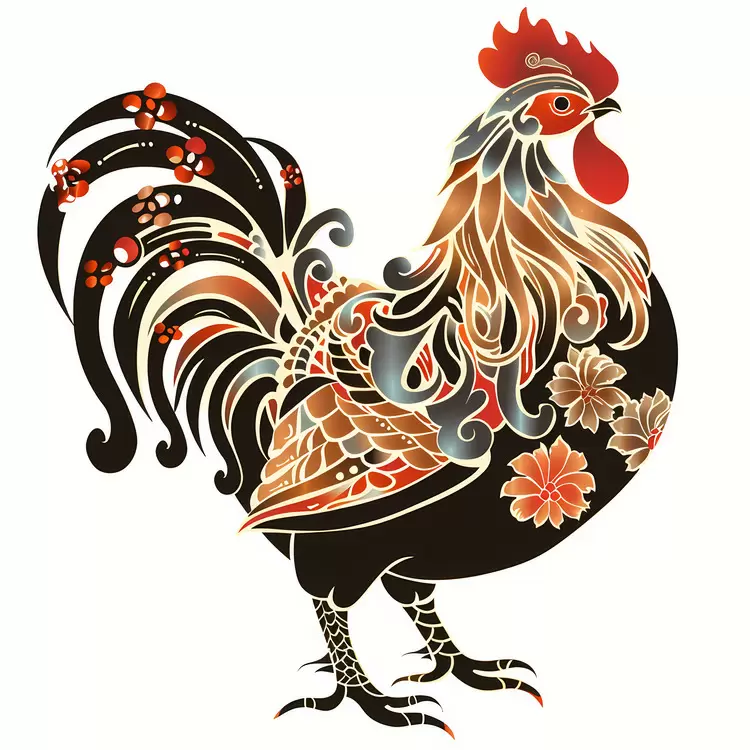 chicken china rooster ornate design