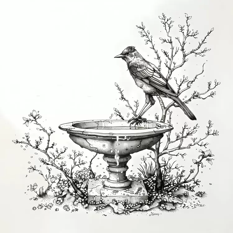 shading art perspective Bird Bath fountain