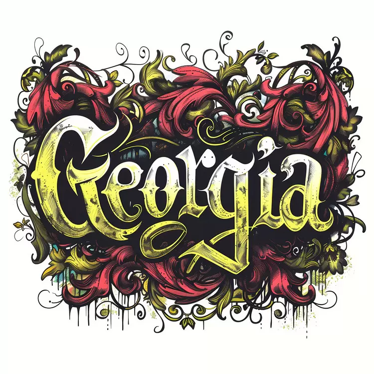 ornate script style Georgia art calligraphy