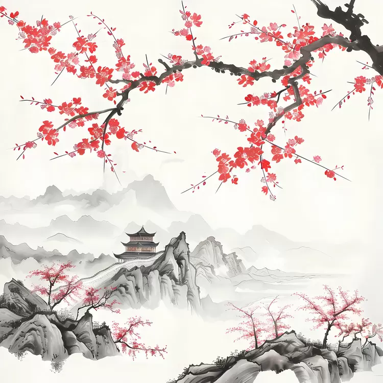 Flowers china Tree Roof tiles Building