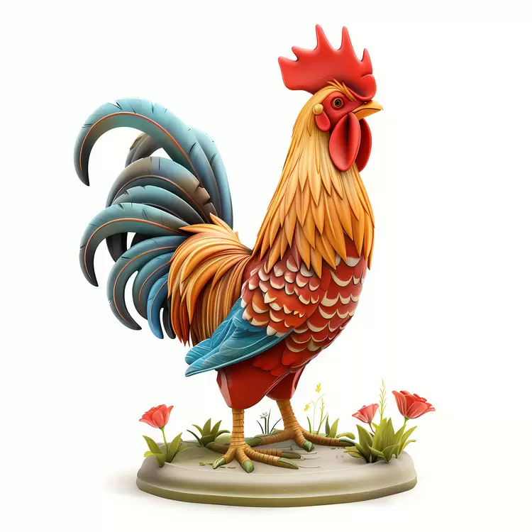 wildlife bird standing on a white background Chinese Zodiacs farm animals chicken