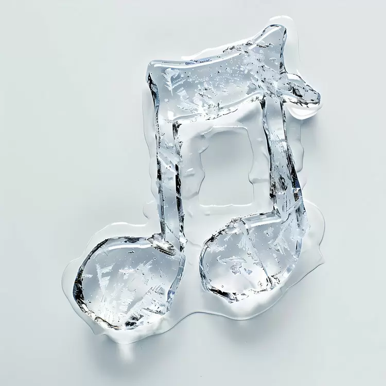 music note of music water frozen on a white background