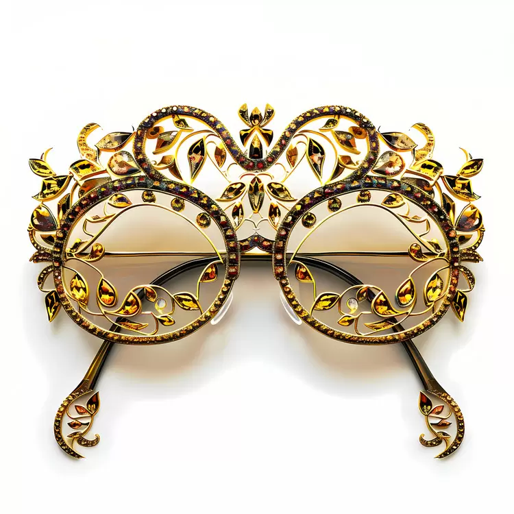 intricate design shining golden ornate glasses luxurious sparkling