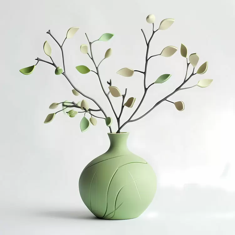 leaf Green Vase minimalist art modern