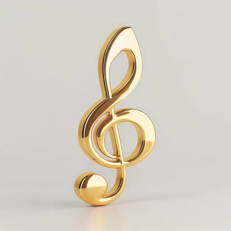 Music symbol Abstract music note Gold
