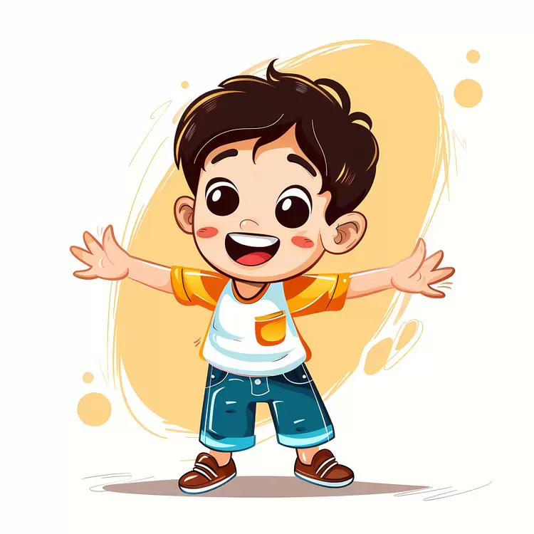 Childrens Day Friendly Cartoon Waving Hands up