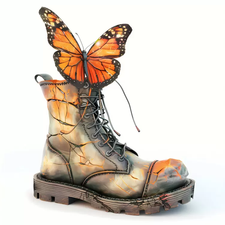 Organic Rustic boots Symbolism butterfly